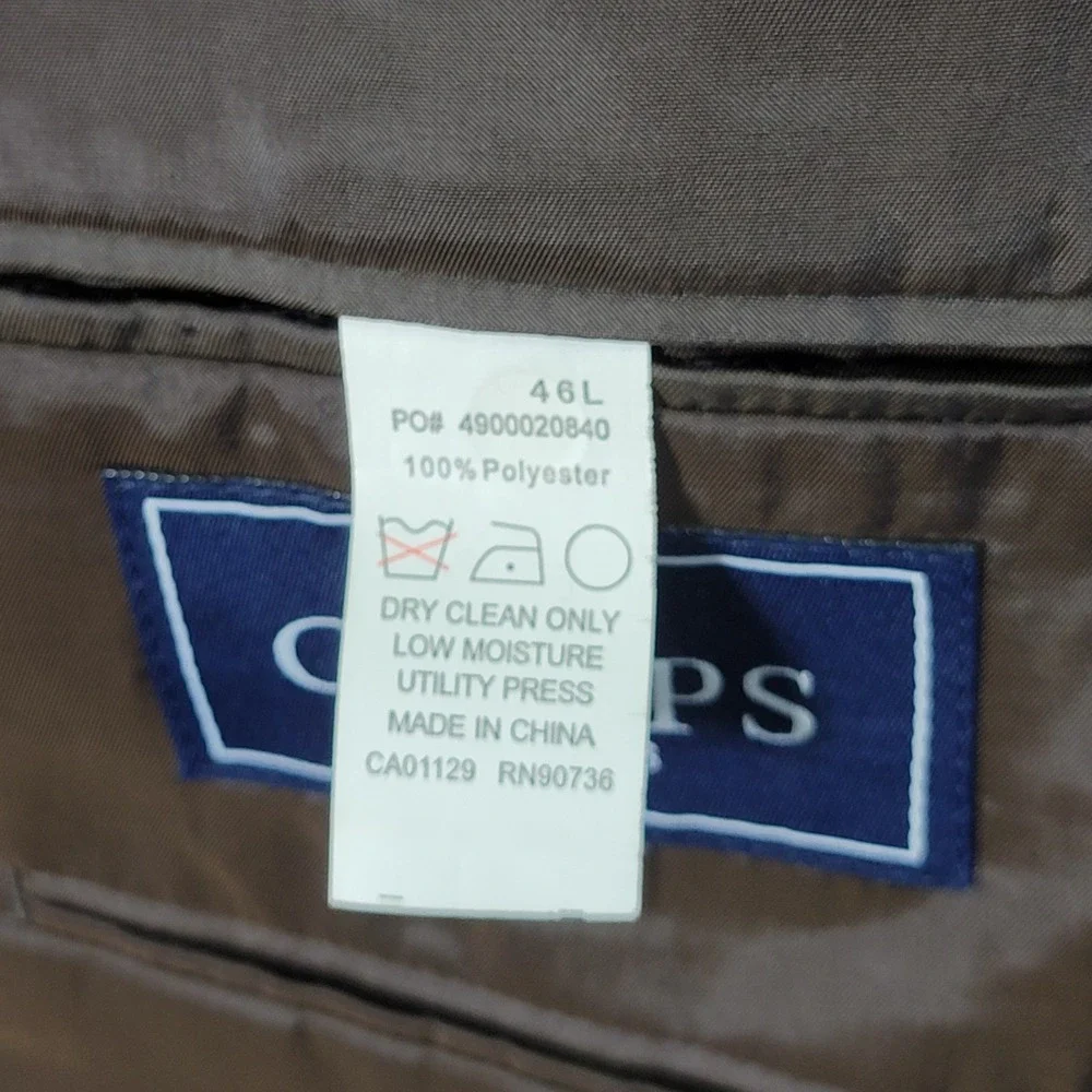 Chaps Men's Sport‎ Coat Blazer Three Button Brown Suede Polyester Size 46L